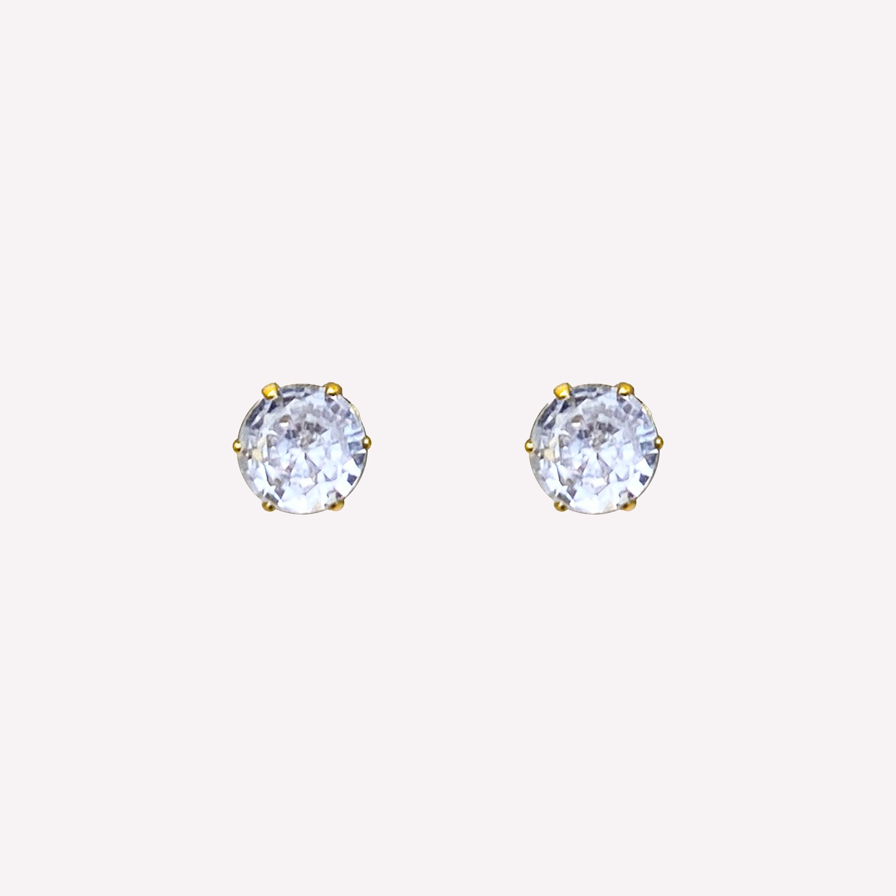 SMALL RHINESTONE STUD CLIP-ON EARRINGS IN GOLD