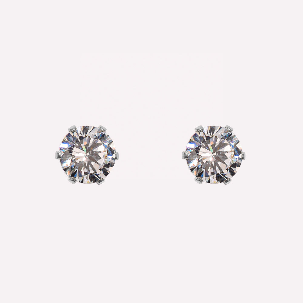Orecchini a clip con zirconi cubici, orecchini in argento Orecchini a clip con zirconi cubici, orecchini in argento