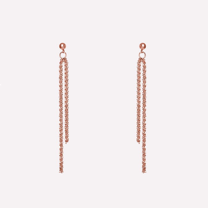 ASYMMETRIC DOUBLE DANGLE EARRINGS IN ROSE GOLD