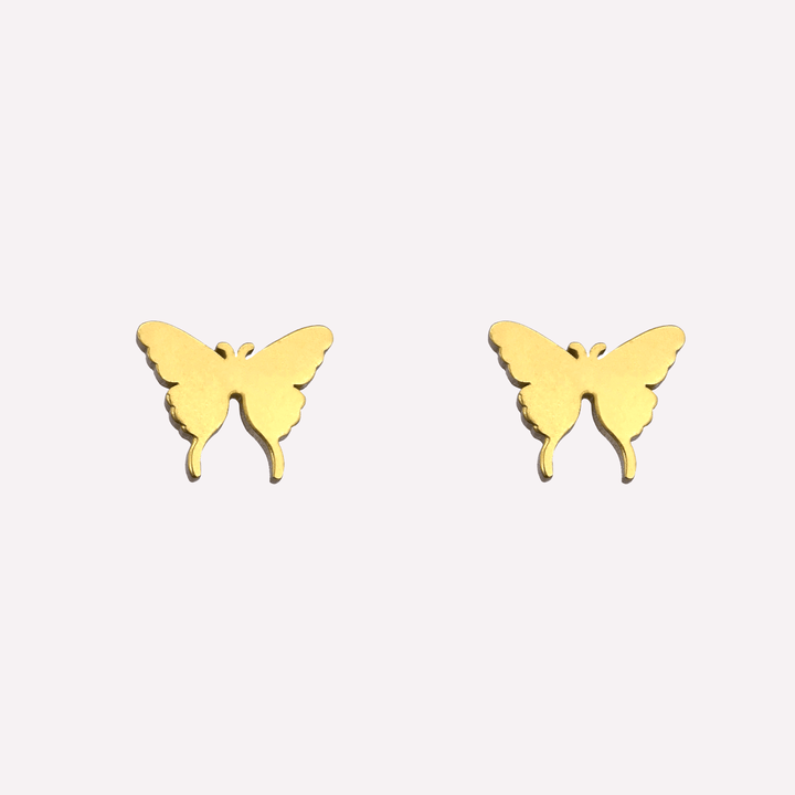 Butterfly stud clip on earrings in gold