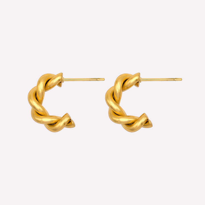 CHUNKY TWIST HUGGIE HOOP EARRINGS IN GOLD