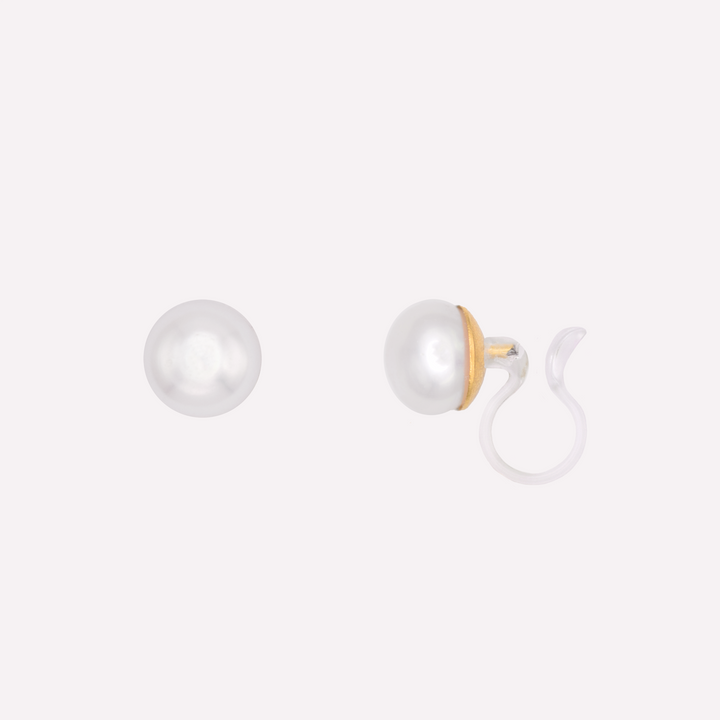 Clip on earrings pearl studs freshwater gold