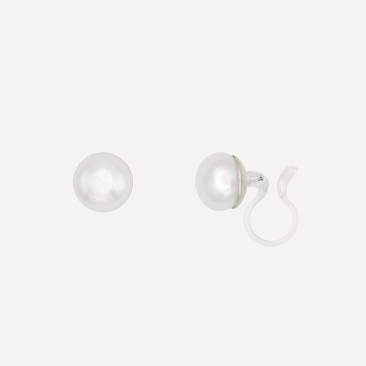 Clip on earrings pearl studs freshwater silver