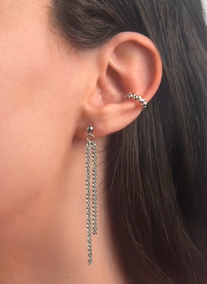 OVAL BUBBLE EAR CUFF CLIP-ON EARRINGS IN SILVER