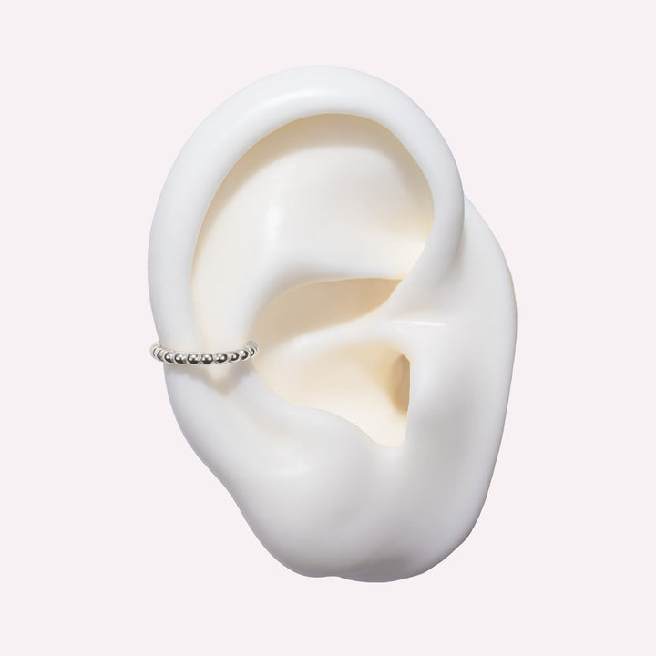 DOTTED EAR CUFF CLIP-ON EARRINGS IN SILVER