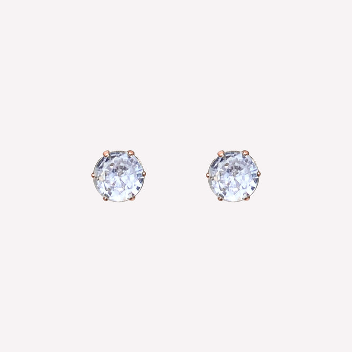 SMALL RHINESTONE STUD EARRINGS IN ROSE GOLD