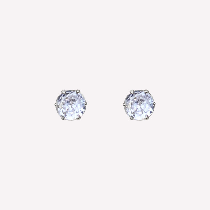 SMALL RHINESTONE STUD EARRINGS IN SILVER