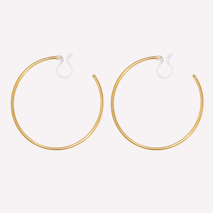 EXTRA LARGE HOOP CLIP-ON EARRINGS IN GOLD