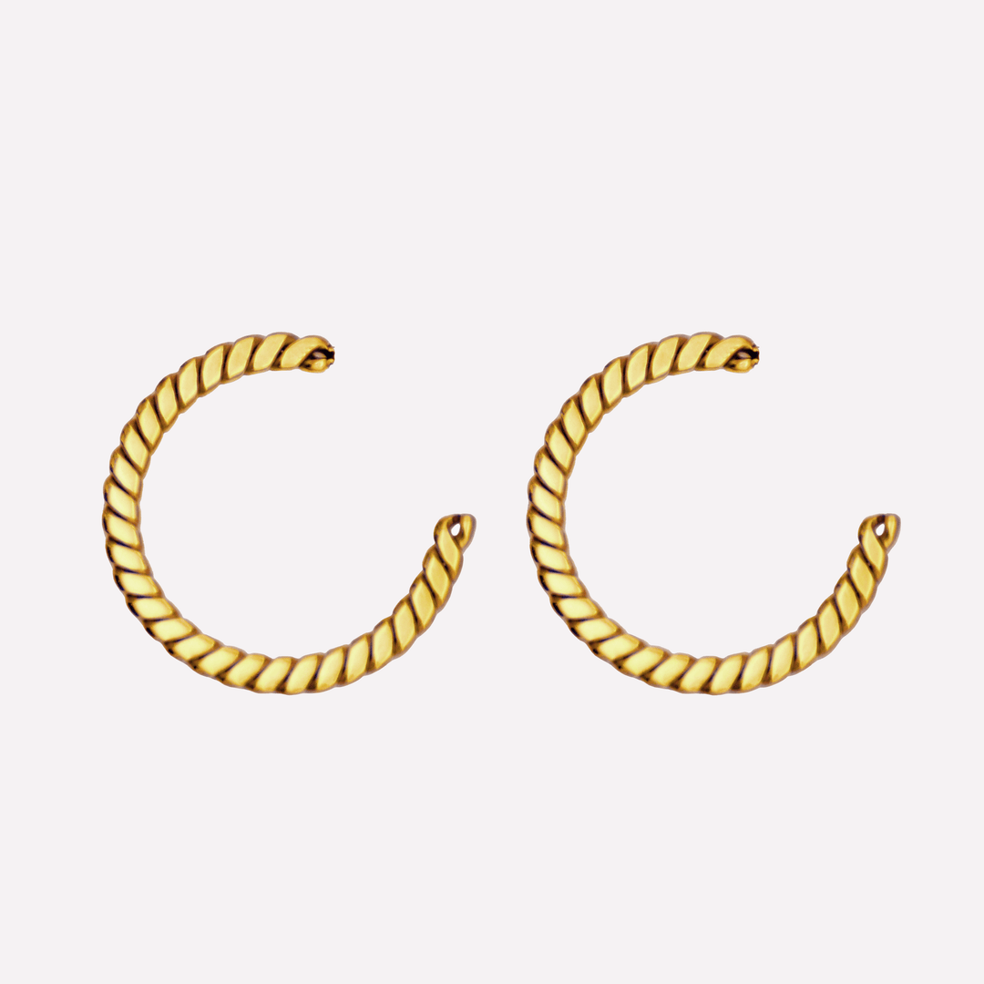 Flat twist hoop clip on earrings in gold