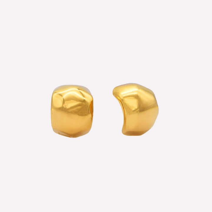 Geometric huggie hoop clip on earrings in gold