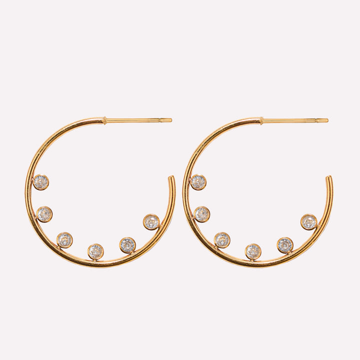MEDIUM+ GLAM CZ HOOP EARRINGS IN GOLD