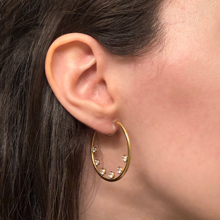 MEDIUM+ GLAM CZ HOOP CLIP-ON EARRINGS IN GOLD