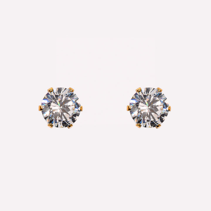 MEDIUM RHINESTONE STUD CLIP-ON EARRINGS IN GOLD