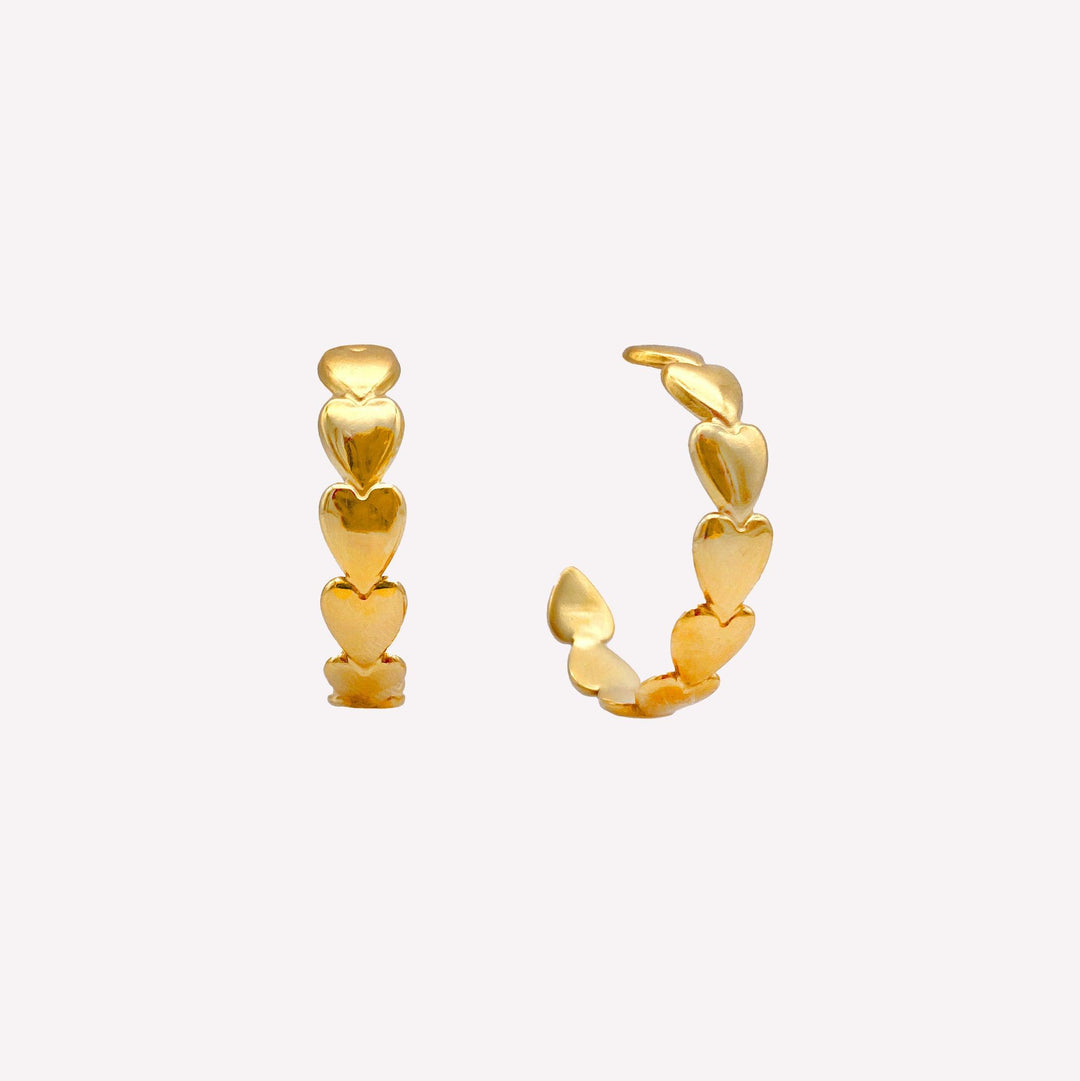 Heart hoop clip on earrings in gold