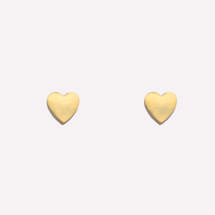 Mini heart stud clip on earrings in gold