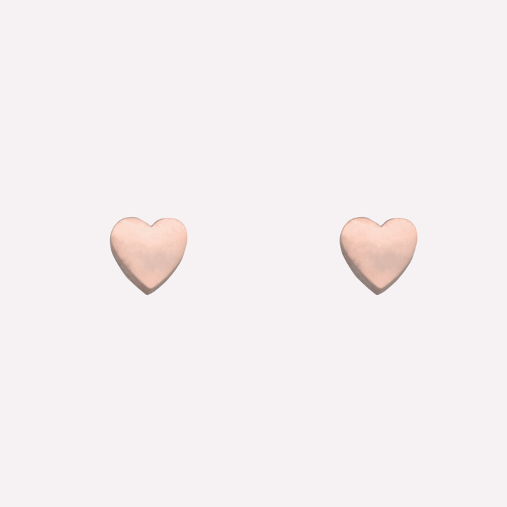 Mini heart stud clip on earrings in rose gold