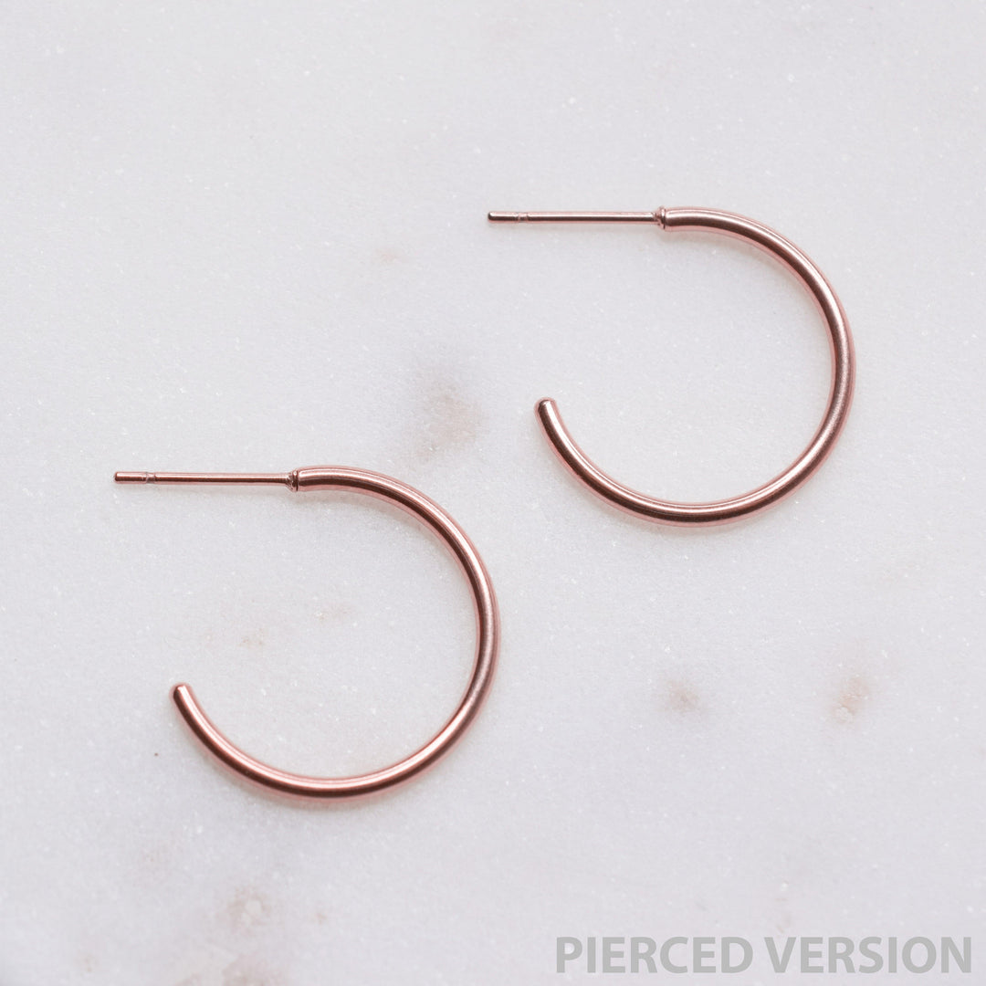 Hypoallergenic small hoop earrings rose gold