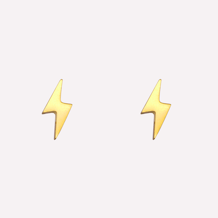 Lightning bolt stud clip on earrings in gold