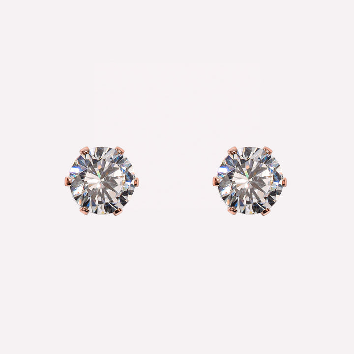 MEDIUM RHINESTONE STUD CLIP-ON EARRINGS IN ROSE GOLD