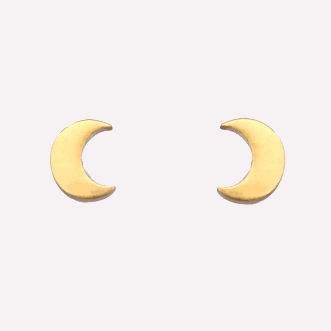 Moon stud clip on earrings in gold
