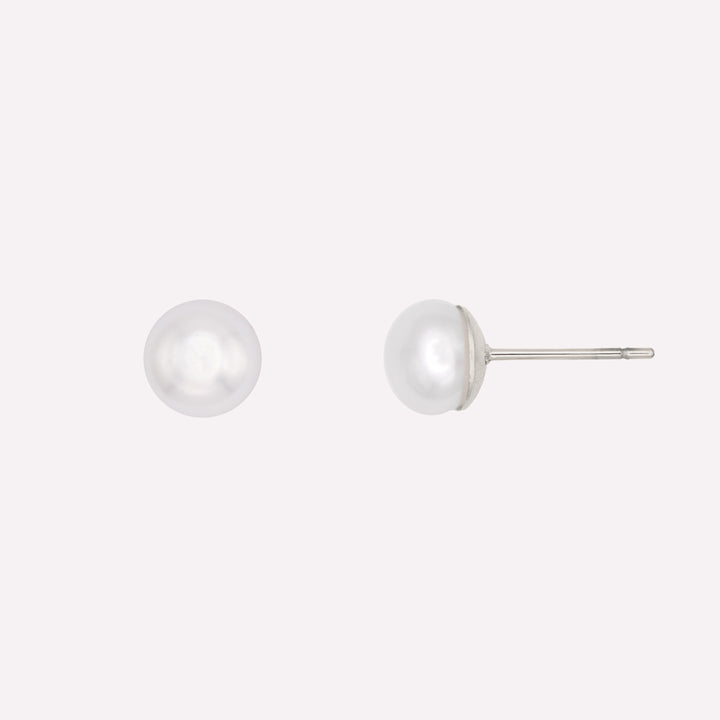 Pearl stud earrings silver hypoallergenic freshwater