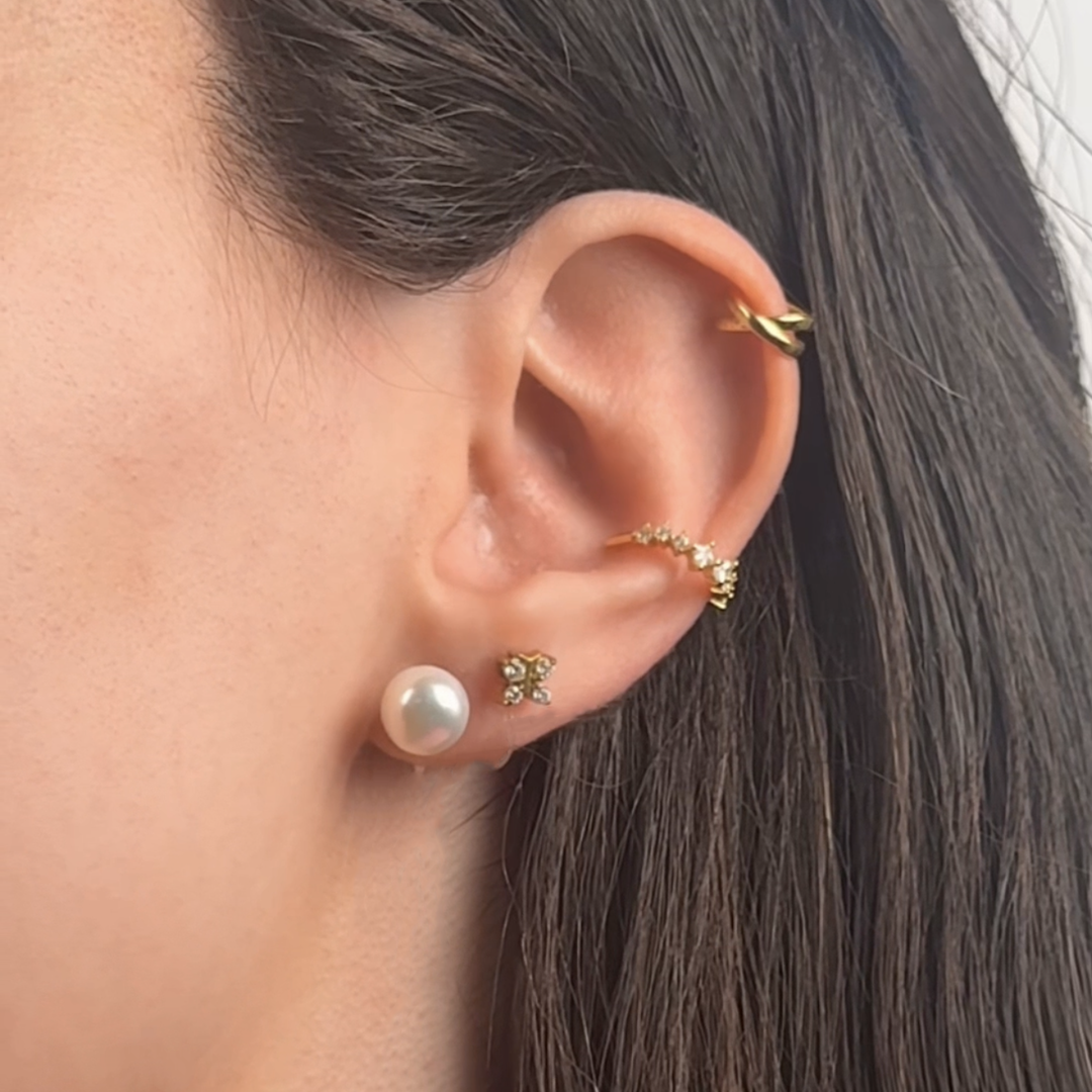 ASYMMETRIC RHINESTONE EAR CUFF CLIP-ON EARRINGS IN GOLD