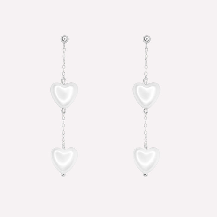 PEARL HEART DANGLE CLIP-ON EARRINGS