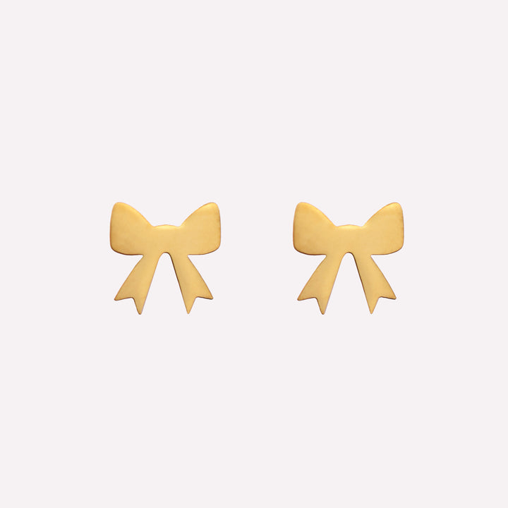 PRETTY BOW STUD CLIP-ON EARRINGS IN GOLD