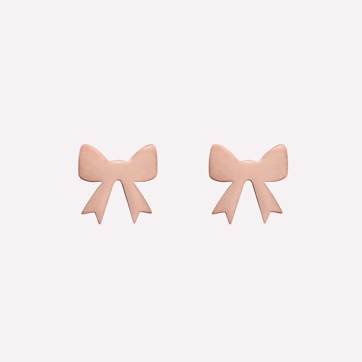 PRETTY BOW STUD CLIP-ON EARRINGS IN ROSE GOLD
