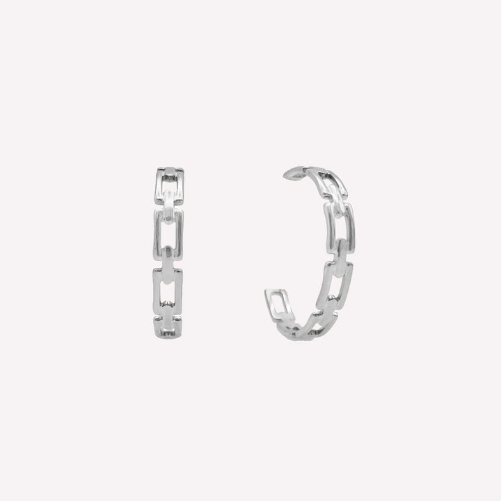 RECTANGLE CHAIN HOOP CLIP-ON EARRINGS