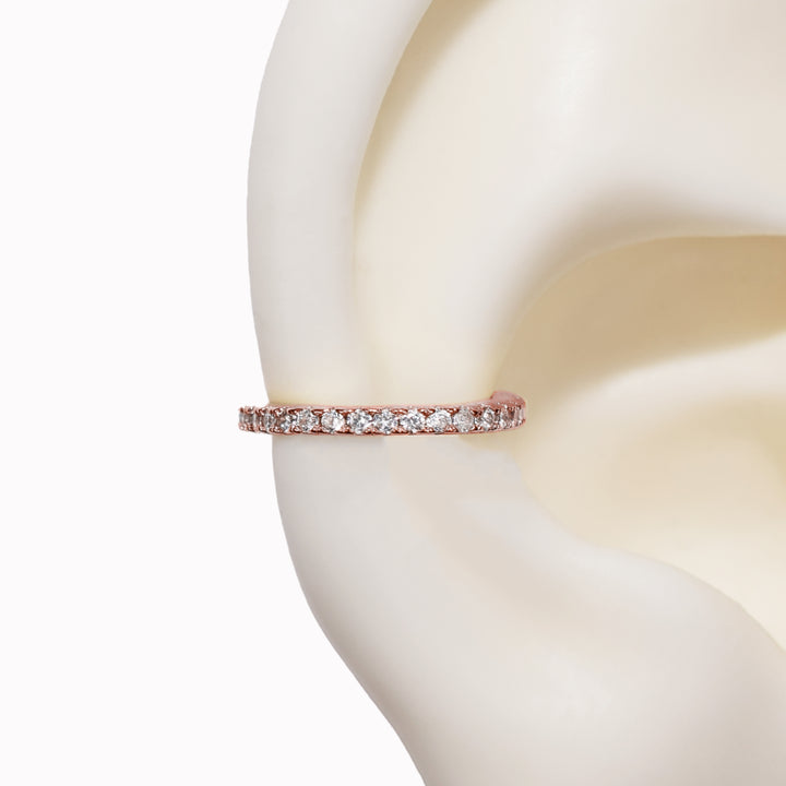 RHINESTONE EAR CUFF CLIP-ON EARRINGS IN ROSE GOLD
