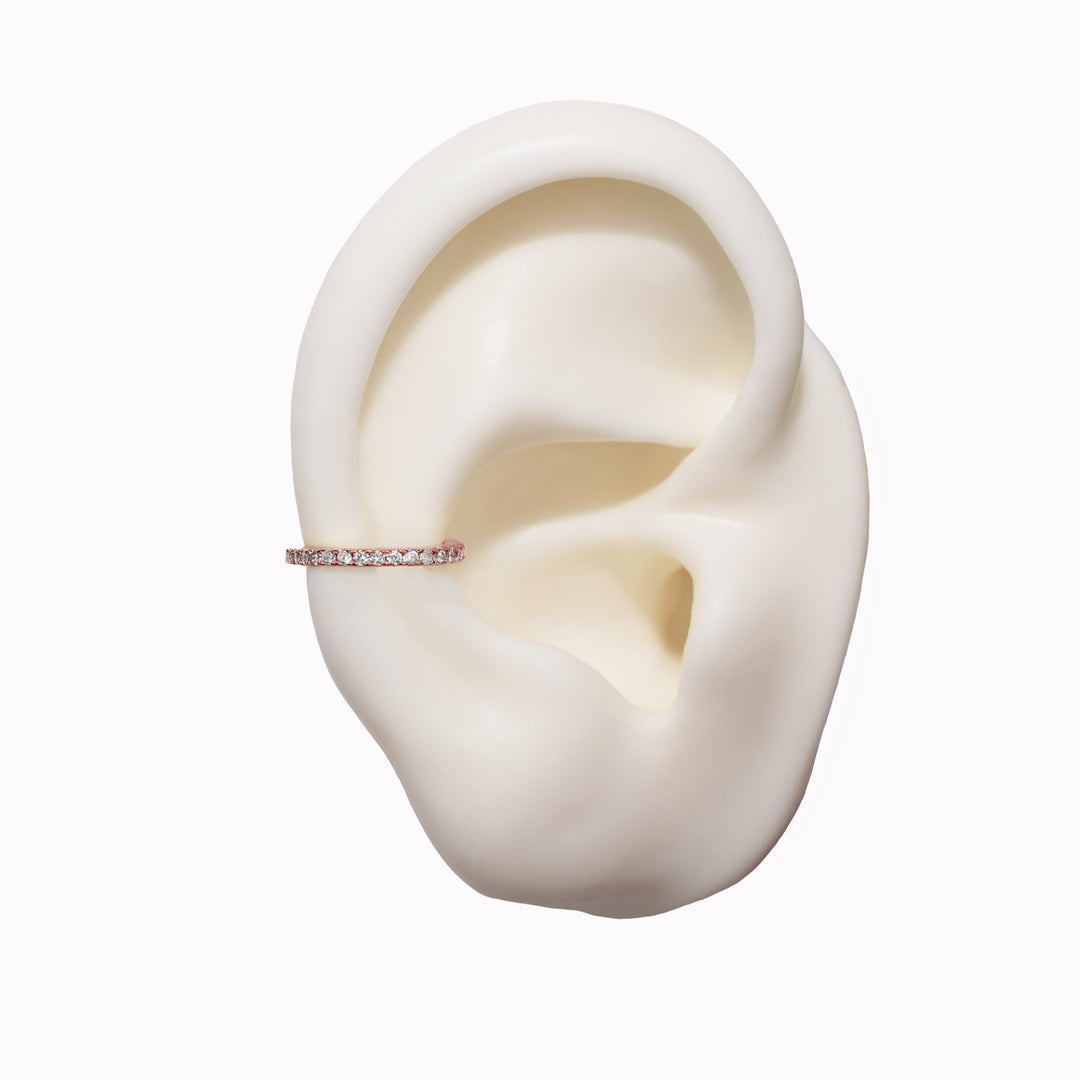 RHINESTONE EAR CUFF CLIP-ON EARRINGS IN ROSE GOLD