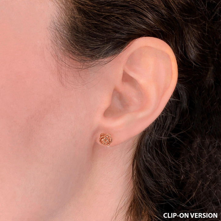 ROSE STUD CLIP-ON EARRINGS IN ROSE GOLD