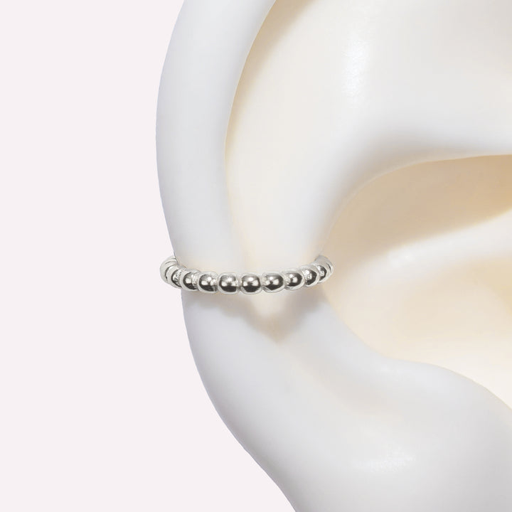 DOTTED EAR CUFF CLIP-ON EARRINGS IN SILVER