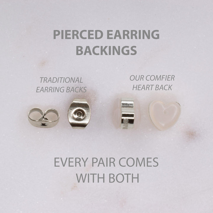 Hypoallergenic pierced earrings backings and comfy pierced earring backings in silver