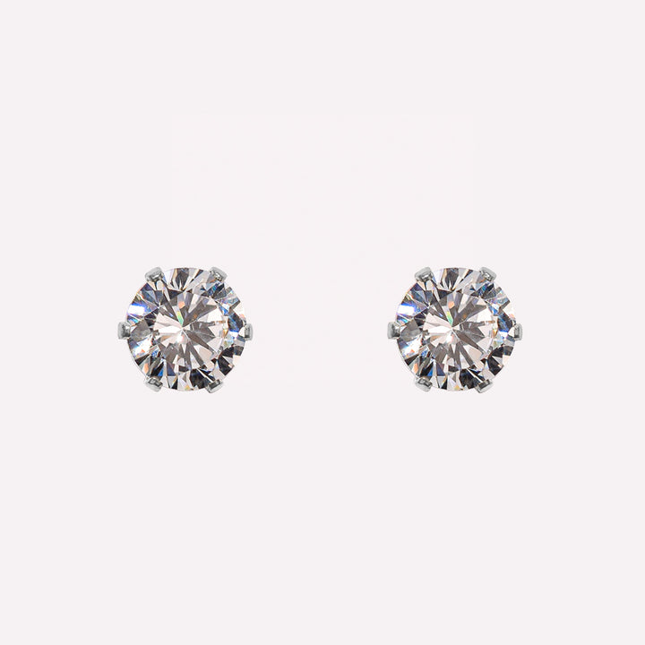 MEDIUM RHINESTONE STUD CLIP-ON EARRINGS IN SILVER