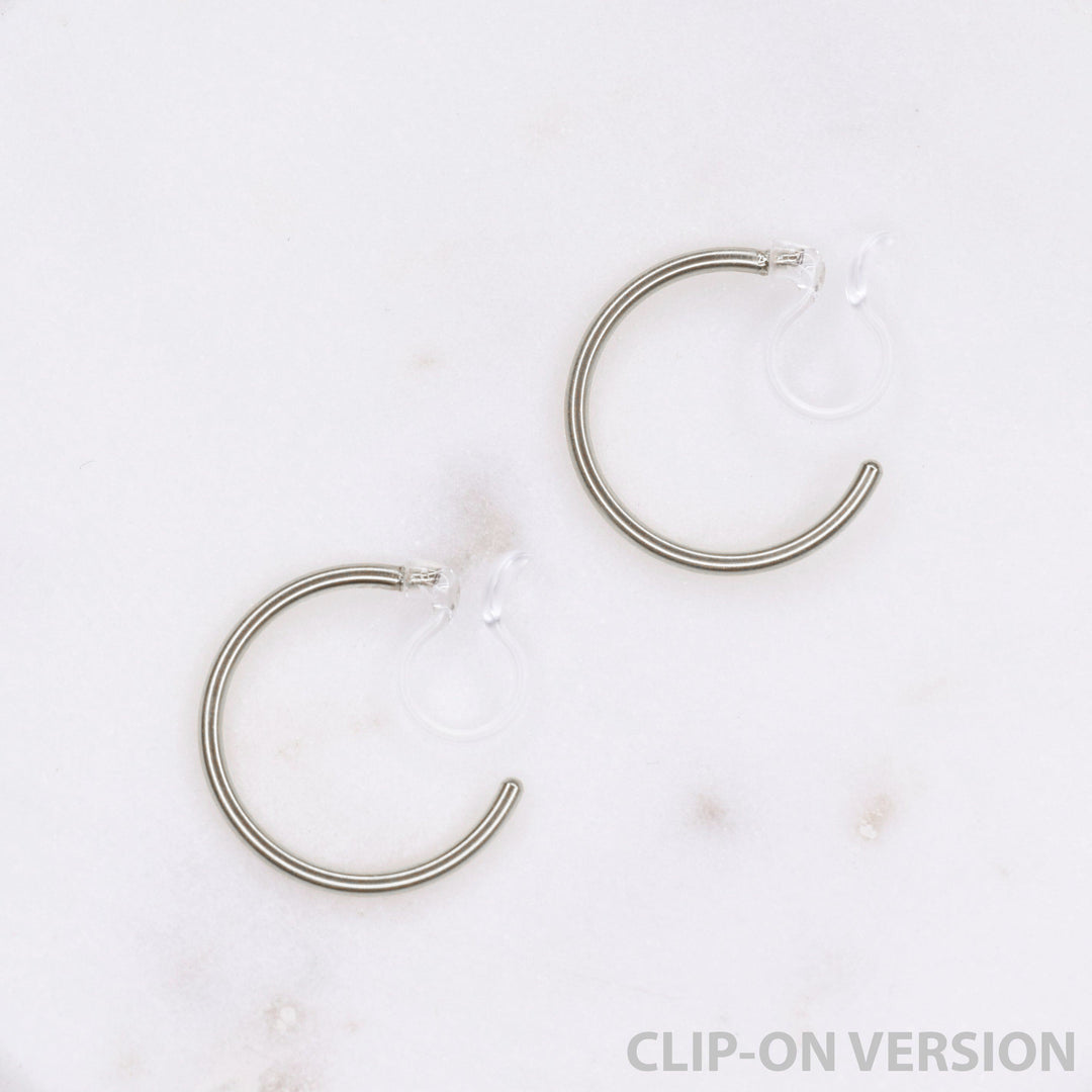 Small hoop comfortable clip on earrings