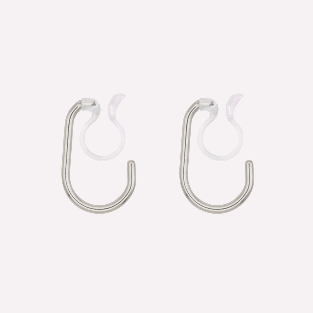 Small oval hoop clip on earrings comfortable hoops silver