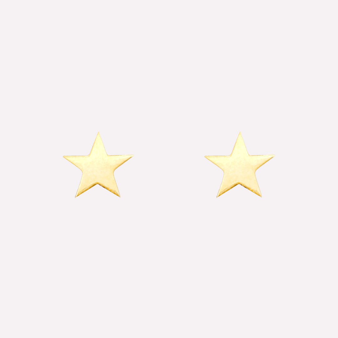 Star stud clip on earrings in gold