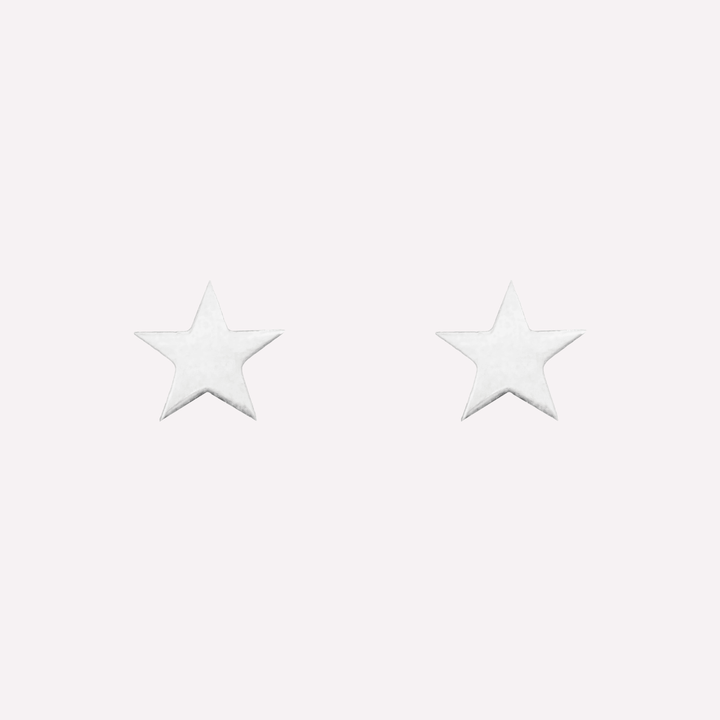 Star stud clip on earrings in silver