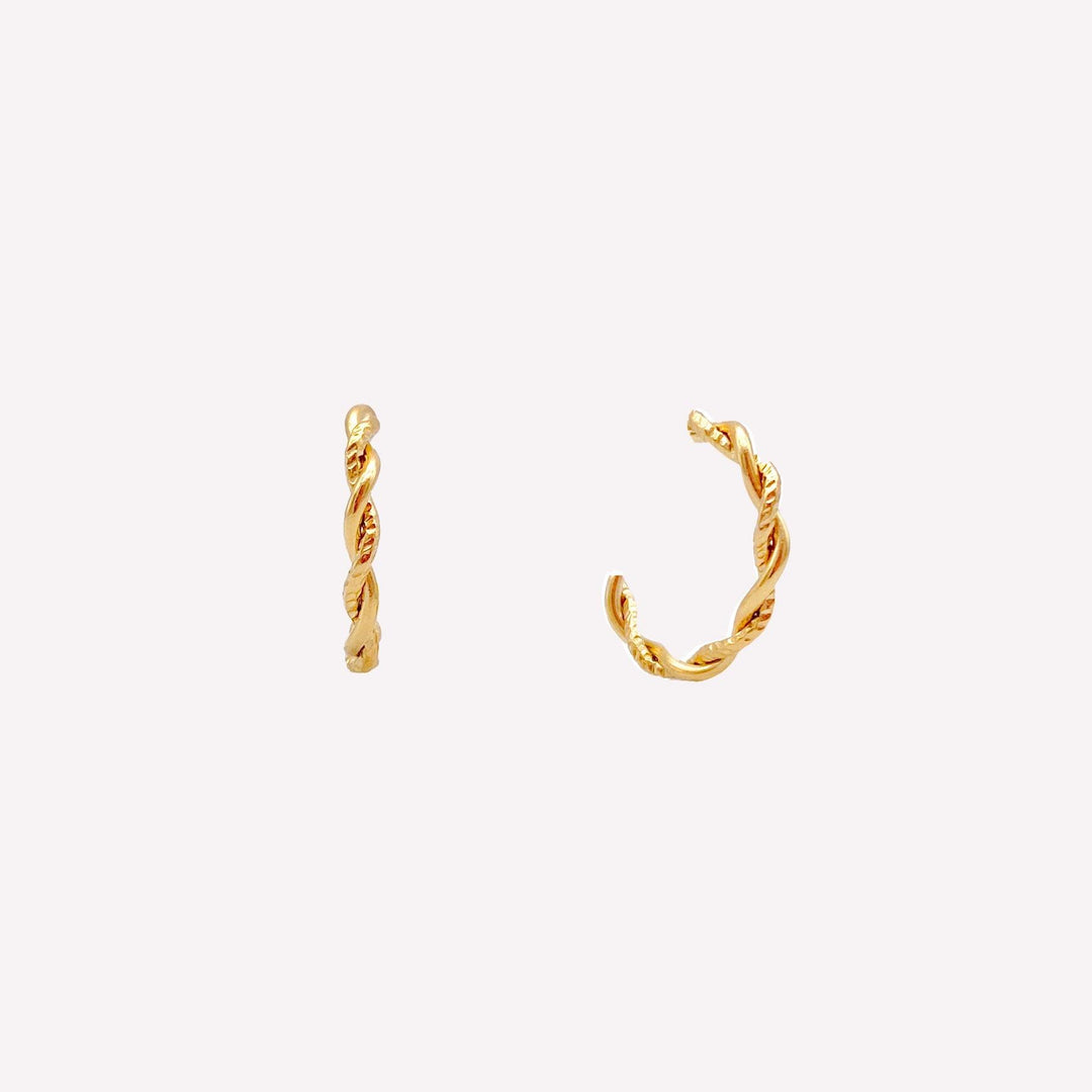 Twist huggie hoop clip on earrings in gold