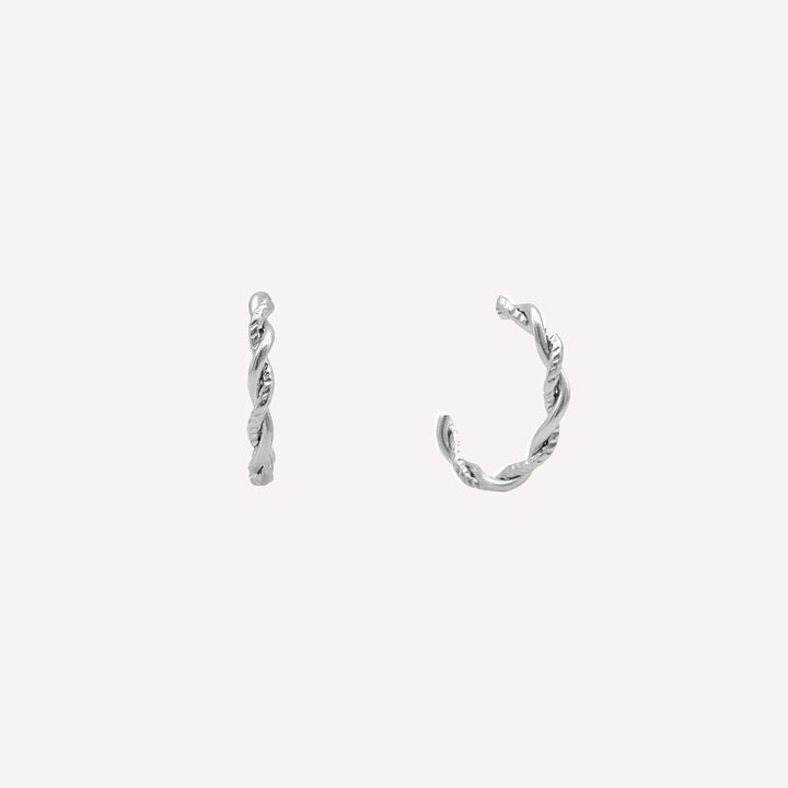 Twist huggie hoop clip on earrings in silver